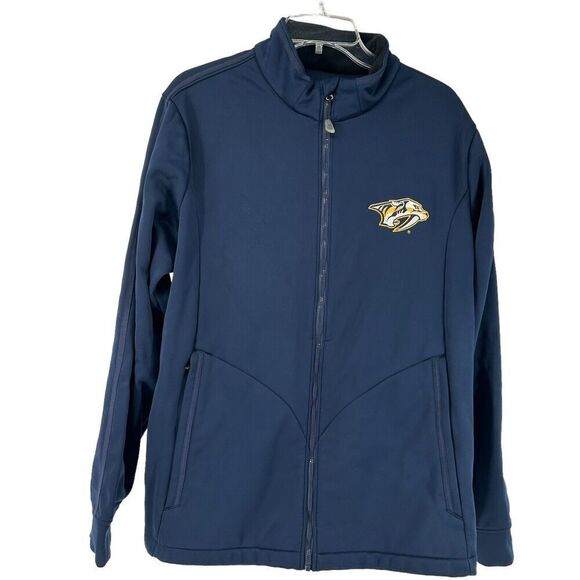 Nashville Predators Jacket Mens Size M Full Zip Navy Blue Antigua Fleece Lined - Picture 1 of 10